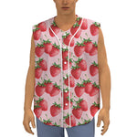Strawberry Fruit Pattern Print Sleeveless Baseball Jersey