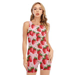 Strawberry Fruit Pattern Print Sleeveless One Piece Swimsuit