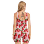 Strawberry Fruit Pattern Print Sleeveless One Piece Swimsuit