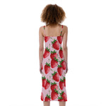 Strawberry Fruit Pattern Print Slim Fit Midi Cami Dress