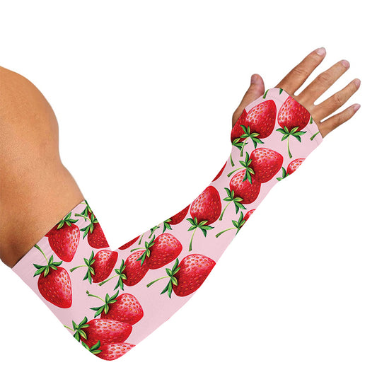 Strawberry Fruit Pattern Print Sun Protection Arm Sleeves