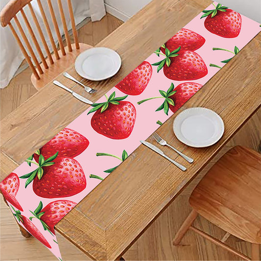 Strawberry Fruit Pattern Print Table Runner