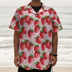 Strawberry Fruit Pattern Print Textured Short Sleeve Shirt
