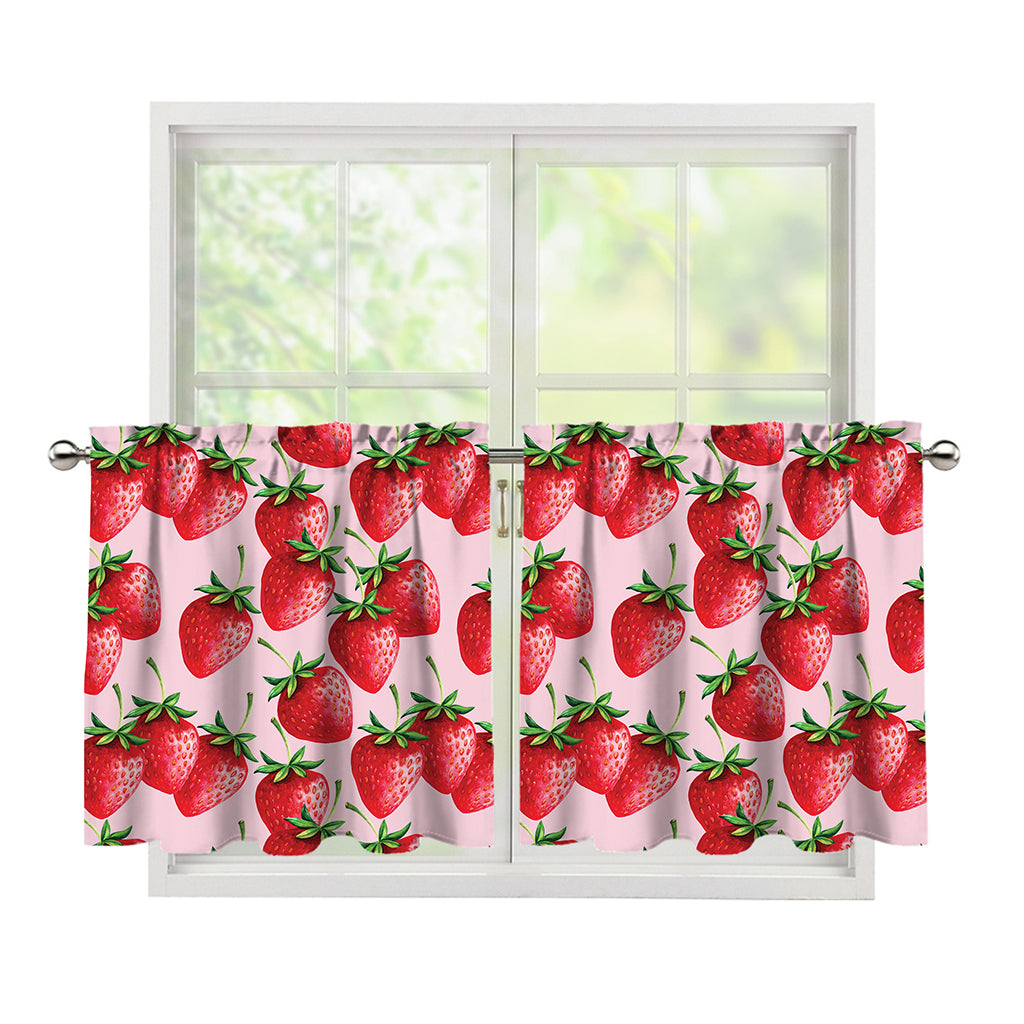 Strawberry Fruit Pattern Print Tier Curtains