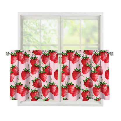 Strawberry Fruit Pattern Print Tier Curtains