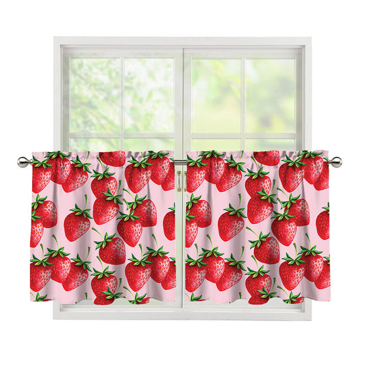 Strawberry Fruit Pattern Print Tier Curtains