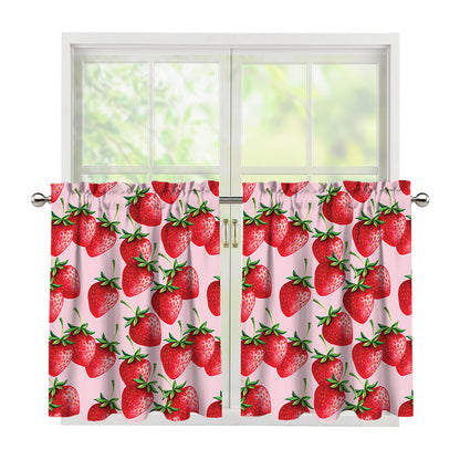 Strawberry Fruit Pattern Print Tier Curtains
