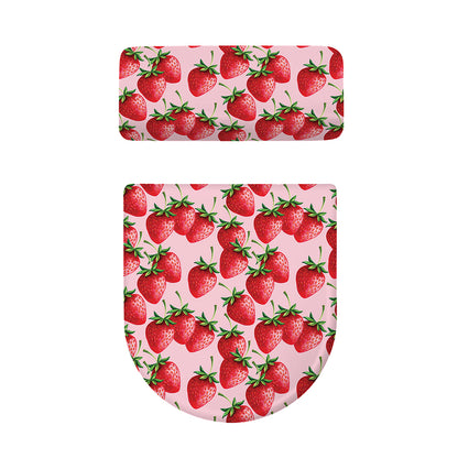 Strawberry Fruit Pattern Print Toilet Lid And Tank Cover Set