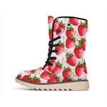Strawberry Fruit Pattern Print Winter Boots