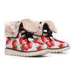 Strawberry Fruit Pattern Print Winter Boots