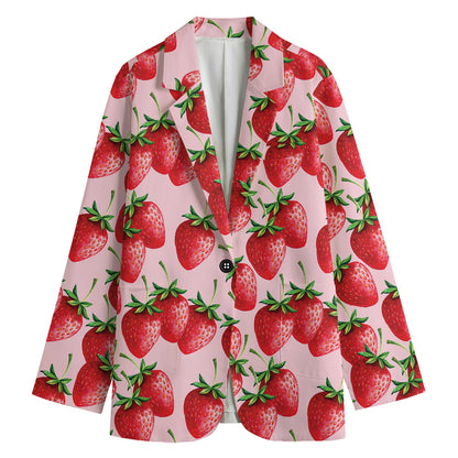 Strawberry Fruit Pattern Print Women's Blazer