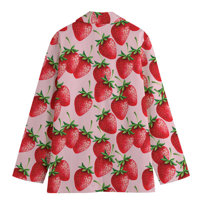 Strawberry Fruit Pattern Print Women's Blazer
