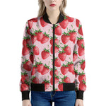 Strawberry Fruit Pattern Print Women's Bomber Jacket