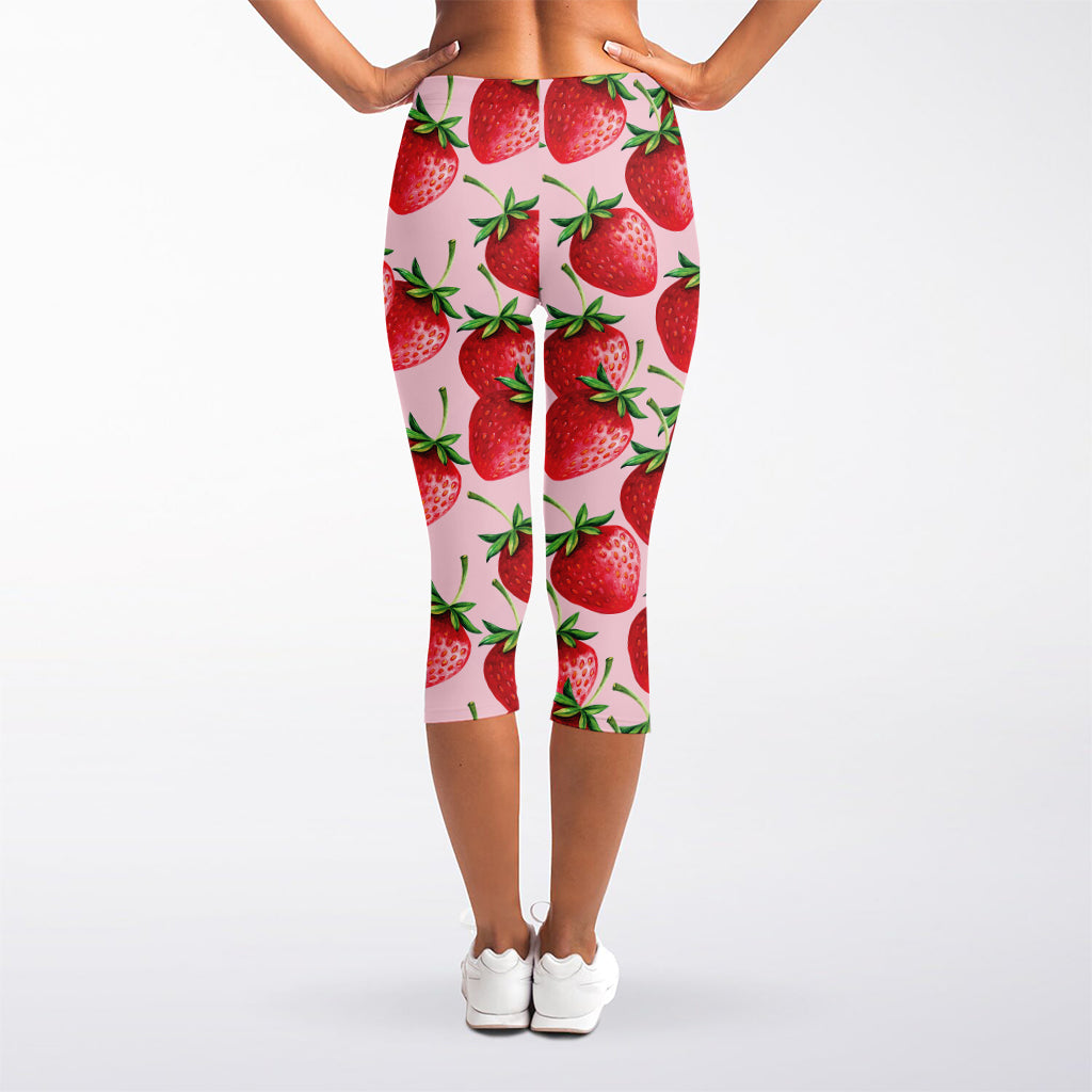 Strawberry Fruit Pattern Print Women's Capri Leggings