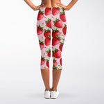 Strawberry Fruit Pattern Print Women's Capri Leggings