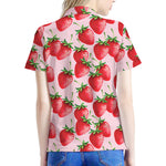Strawberry Fruit Pattern Print Women's Polo Shirt