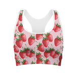 Strawberry Fruit Pattern Print Women's Sports Bra