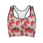 Strawberry Fruit Pattern Print Women's Sports Bra