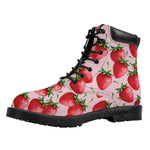 Strawberry Fruit Pattern Print Work Boots