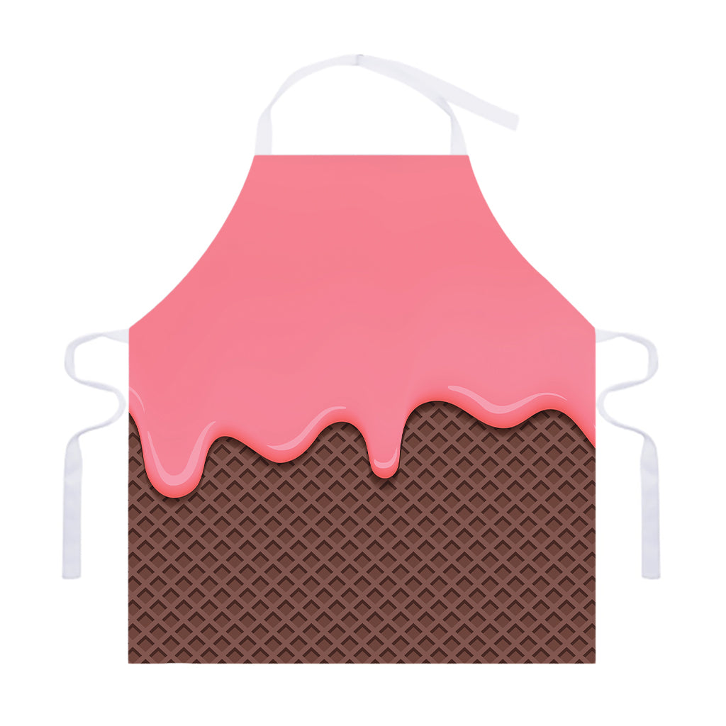 Strawberry Ice Cream Melted Print Adjustable Apron