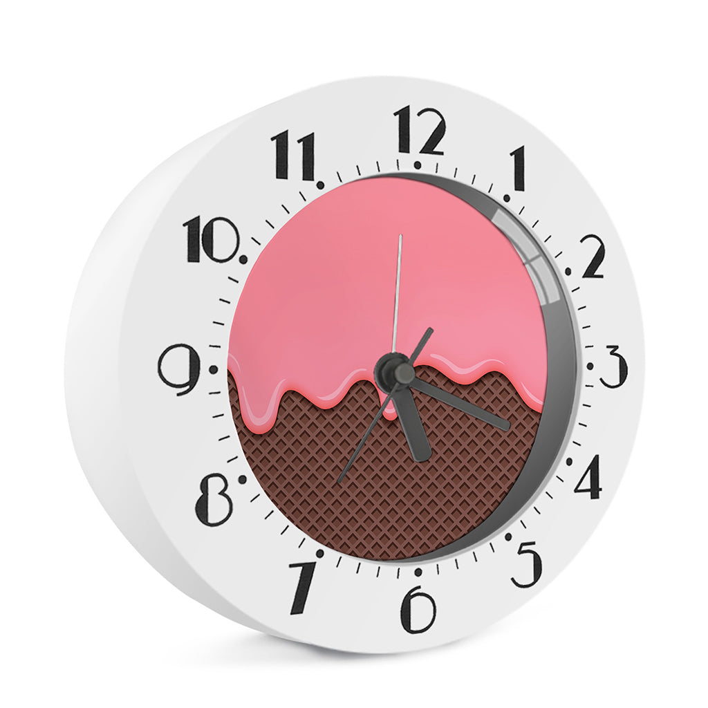 Strawberry Ice Cream Melted Print Alarm Clock