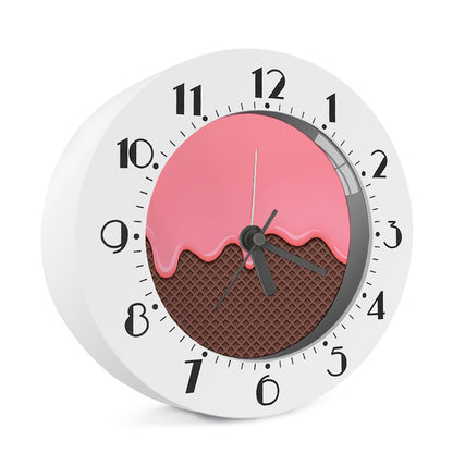 Strawberry Ice Cream Melted Print Alarm Clock