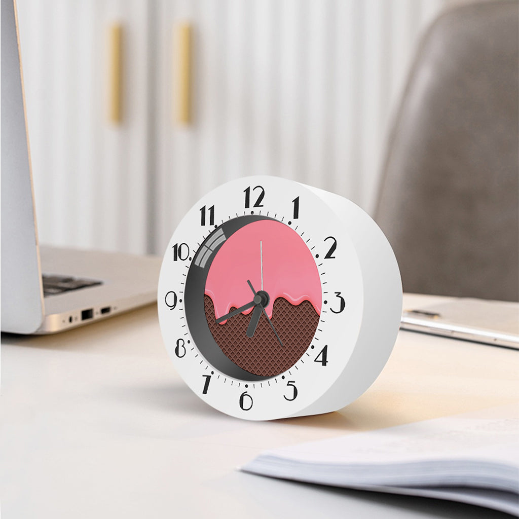 Strawberry Ice Cream Melted Print Alarm Clock