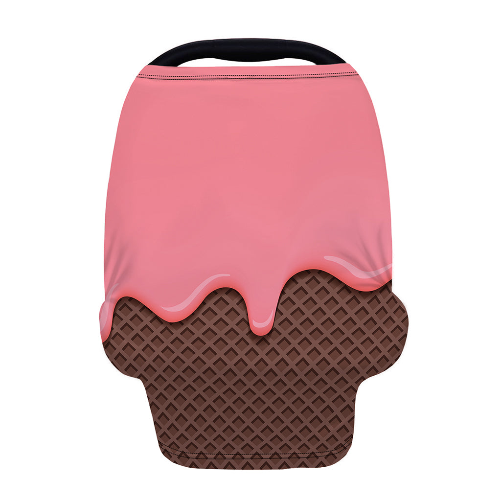 Strawberry Ice Cream Melted Print Baby Seat Cover