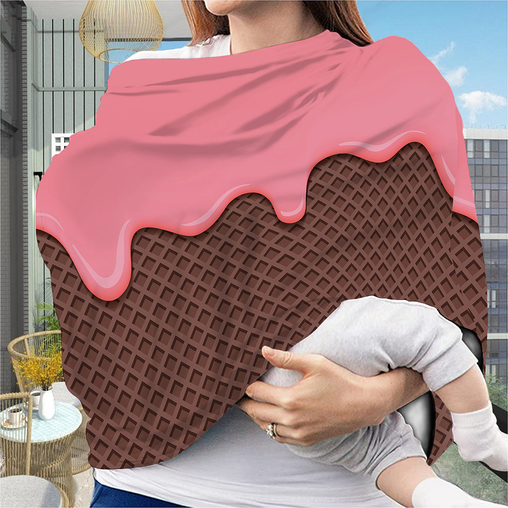 Strawberry Ice Cream Melted Print Baby Seat Cover