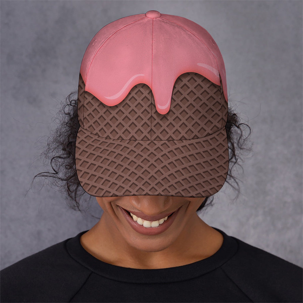 Strawberry Ice Cream Melted Print Baseball Cap