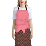 Strawberry Ice Cream Melted Print Bib Apron With Pocket