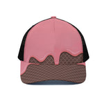 Strawberry Ice Cream Melted Print Black Mesh Trucker Cap