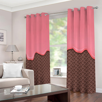 Strawberry Ice Cream Melted Print Blackout Grommet Curtains