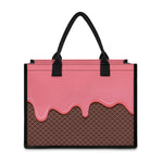 Strawberry Ice Cream Melted Print Canvas Tote Bag