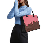 Strawberry Ice Cream Melted Print Canvas Tote Bag