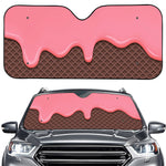 Strawberry Ice Cream Melted Print Car Windshield Sun Shade