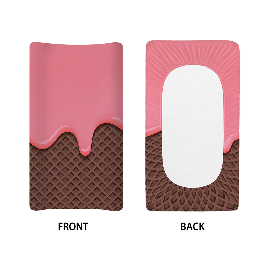 Strawberry Ice Cream Melted Print Changing Pad Cover