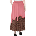Strawberry Ice Cream Melted Print Chiffon Maxi Skirt