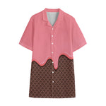 Strawberry Ice Cream Melted Print Cotton Hawaiian Shirt