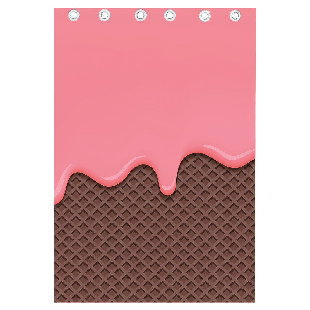 Strawberry Ice Cream Melted Print Curtain