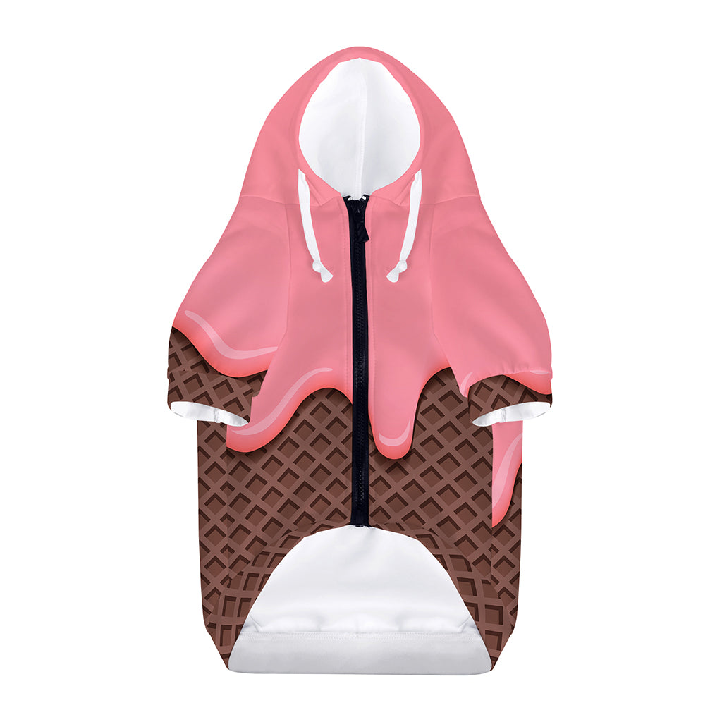 Strawberry Ice Cream Melted Print Dog Zip Up Hoodie