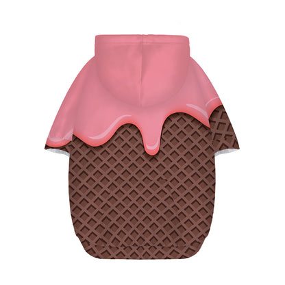 Strawberry Ice Cream Melted Print Dog Zip Up Hoodie