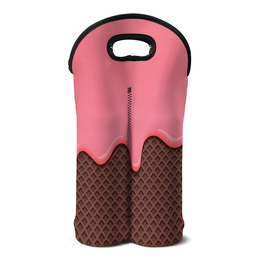 Strawberry Ice Cream Melted Print Double Neoprene Wine Tote