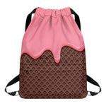 Strawberry Ice Cream Melted Print Drawstring Backpack