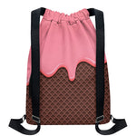 Strawberry Ice Cream Melted Print Drawstring Backpack