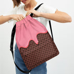 Strawberry Ice Cream Melted Print Drawstring Backpack