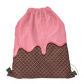 Strawberry Ice Cream Melted Print Drawstring Bag