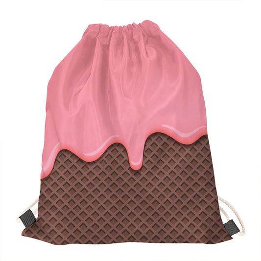 Strawberry Ice Cream Melted Print Drawstring Bag