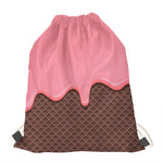 Strawberry Ice Cream Melted Print Drawstring Bag