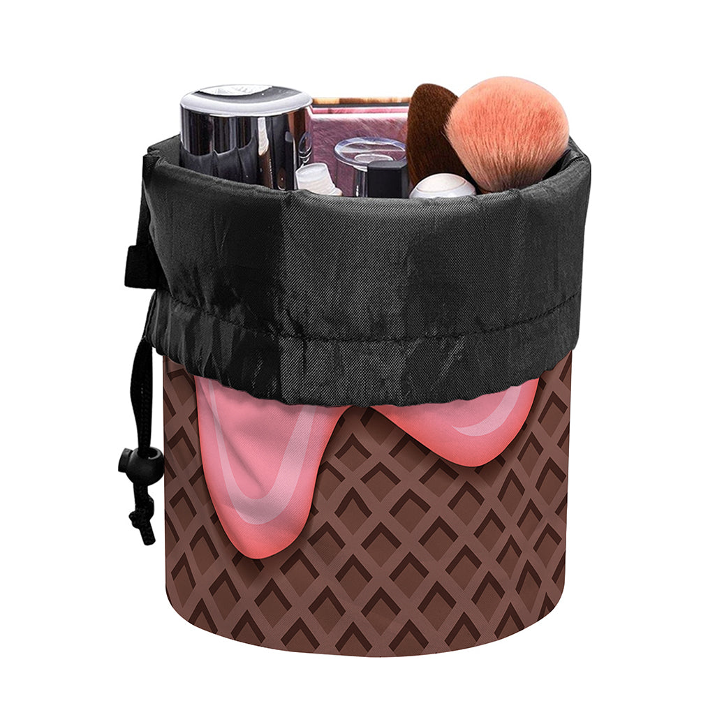 Strawberry Ice Cream Melted Print Drawstring Makeup Bag